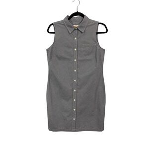 Talbots Sleeveless Shirt Dress 10P 10 Petite Gingham Check Navy Blue 100% Cotton